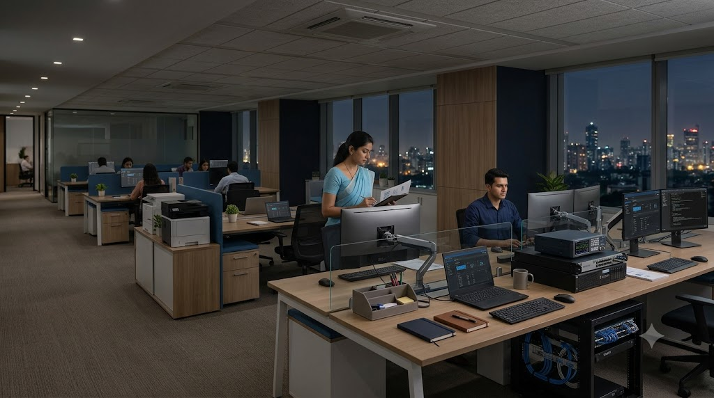 Modern corporate SOC cybersecurity operations center with AI-driven threat monitoring and network defense systems